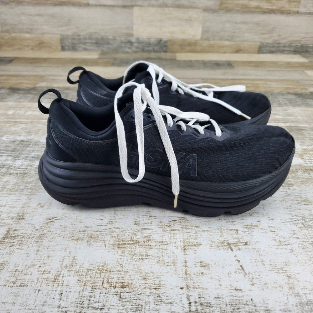 Hoka One One Bondi 8 Mens Shoes Sz 9.5 2E Running Black Lace-Up Comfort Sneakers